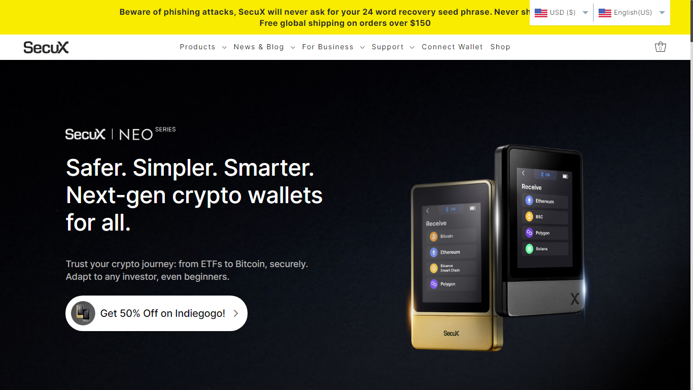 SecuX V20 Wallet Most Secure Crypto Hardware®* Wallet®*